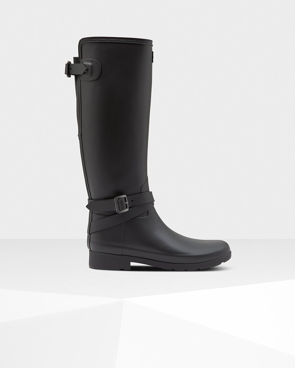 Womens Hunter Refined Slim Fit Adjustable - Tall Rain Boots Black - 1748-UHMIS